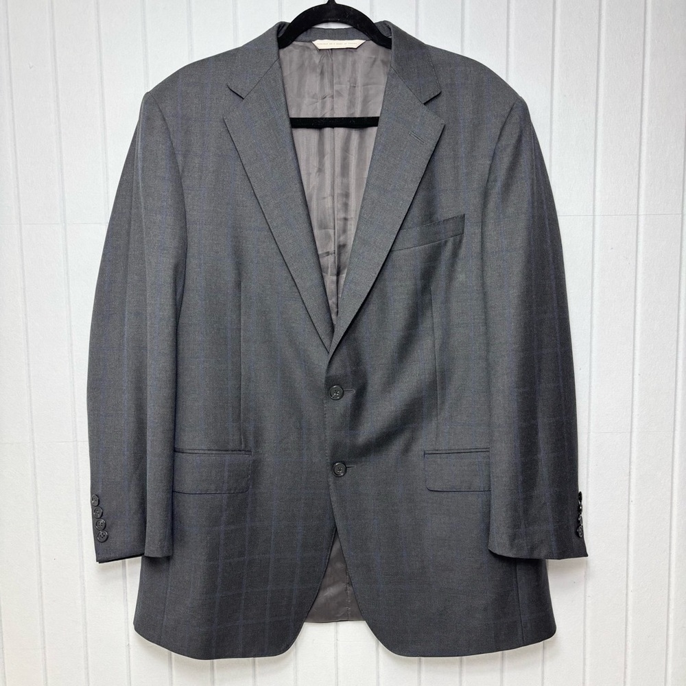 Samuelsohn Business Casual Wool Gray Blue Two Button Blazer for Men Size 42-36 R